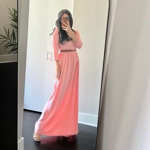 Pink Maxi Dress With 3/4 Sleeves